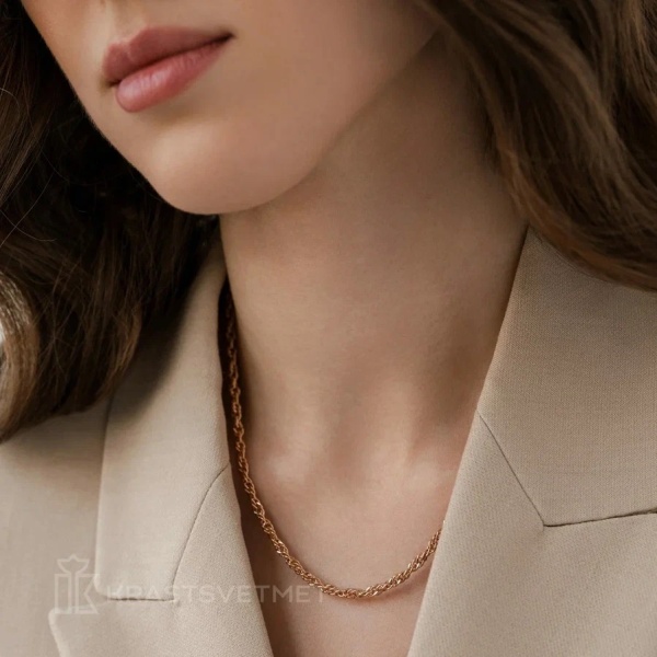 Цепь из красного золота 585, плетение «Сингапур»